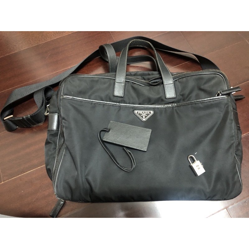 PRADA 公事旅行包 附鎖頭 姓名吊卡無購證