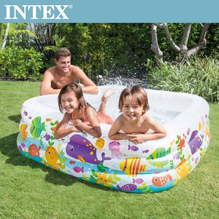 【INTEX】海底動物方型戲水游泳池/戲水池/泳池 159x159x50cm (340L)3歲+(57471N)