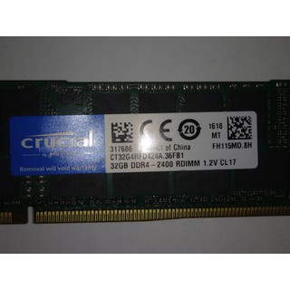 捷元 終保 美光 MICRON ddr4 32g RDIMM 記憶體 2400 桌上型 電腦 伺服器