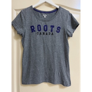 roots 灰色 胸前立體貼布 短袖T恤