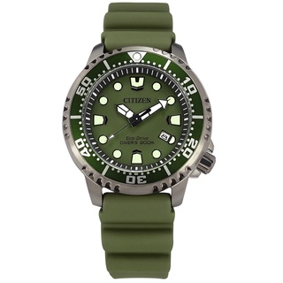 CITIZEN / PROMASTER光動能 潛水 日期 橡膠手錶 橄欖綠x鈦色 / BN0157-11X / 44mm