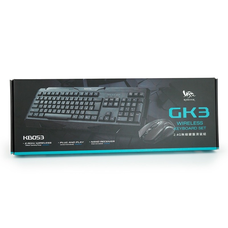 Ronever GK3無線鍵盤滑鼠組(KB053) 赤星 電競鍵盤 3C 電腦 配件 鍵盤 滑鼠