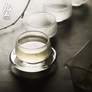 九土琉璃磨砂品茗杯玻璃小功夫茶杯日式手工單杯冰凍燒品茗杯耐熱錘紋主人杯水杯茶杯仿古茶具泡茶茶具單杯仿古杯XCBR0075