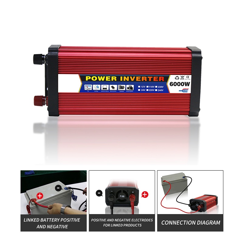 4000w/5000w/600w電壓互感器車載逆變器dc 12/24V轉AC 110V/220V修正正弦波太陽能