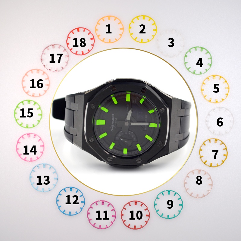 （全場 5折）適配卡西歐GA-2100皇家AP農家橡樹單色彩刻度盤改裝圈口錶盤配件