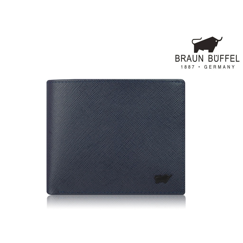 【寧寧精品】台中30年老店 BRAUN BUFFEL 德國小金牛 洛非諾系列 藍色短夾 BF347-316-1 男短夾區