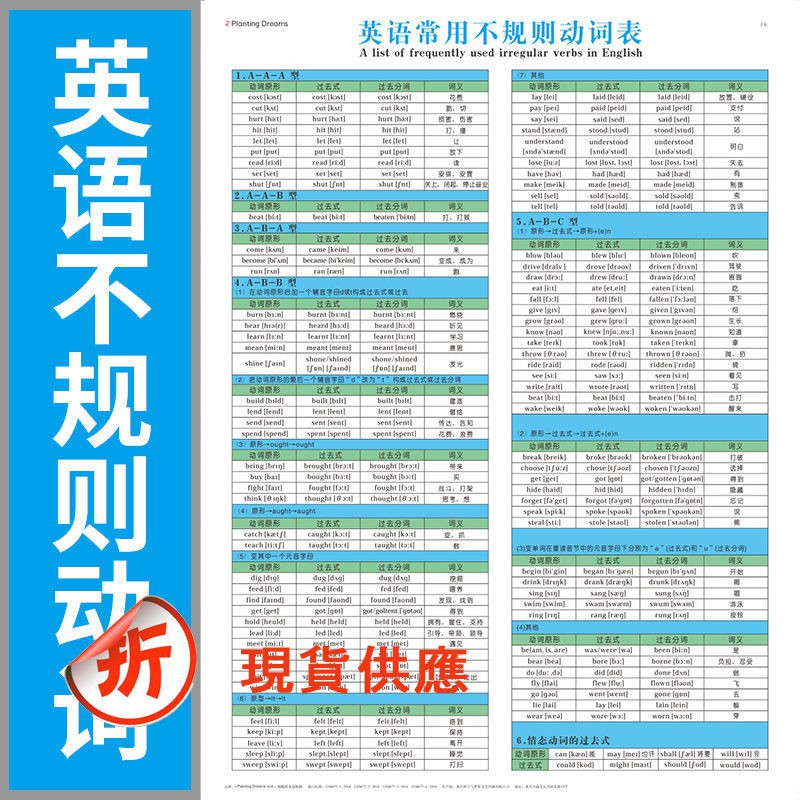 高中初中英語不規則動詞錶小學十六種時態錶訓練掛圖語法教程練習 蝦皮購物