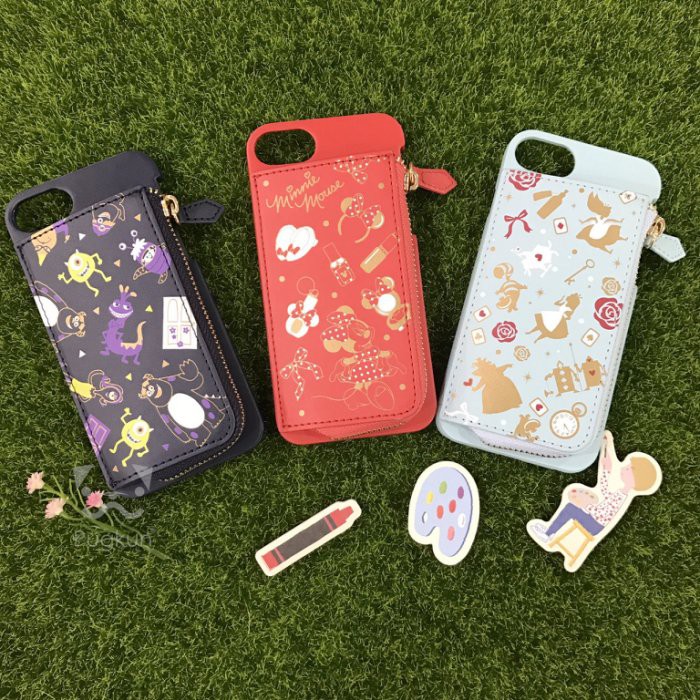 Iphone7日本迪士尼iphone8 米妮愛麗絲皮革零錢包背殼iphonese2 保護套硬殼有拉鍊可插卡手機 蝦皮購物