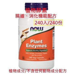 <現貨>Now Plant Enzymes 植物酵素 植物酶 蛋白酶 腹脹 幫助消化 乳糖酶 木瓜 鳳梨酵素 消化不良
