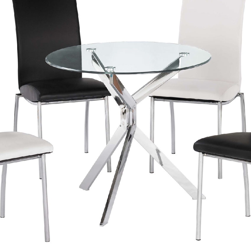 【80cm圓玻璃造型桌-C341-01】餐桌伸縮 長型餐桌組 北歐大理石桌子 圓形桌  餐桌椅組【金滿屋】