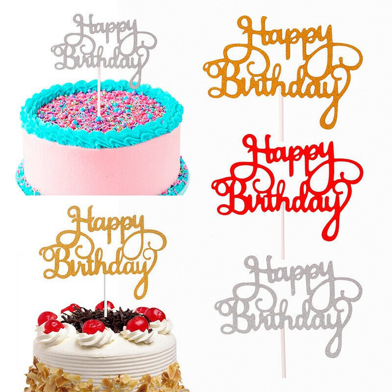 5 種顏色生日快樂閃光紙蛋糕裝飾金色銀色字母紙杯蛋糕甜點派對裝飾