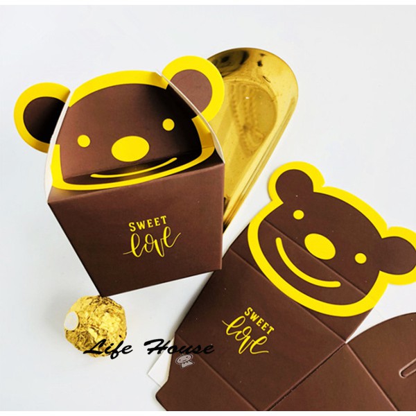巧克力紙盒10件起$12 小熊紙盒 禮物盒 喜糖盒 餅乾盒 西點盒 糖果包裝盒 小禮物包裝盒 喜糖盒 婚禮小物 二次進場