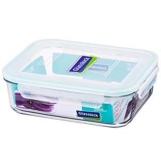 Glass Lock強化玻璃保鮮盒2000ml長方型密封盒RP532便當盒副食品保存盒-大廚師百貨