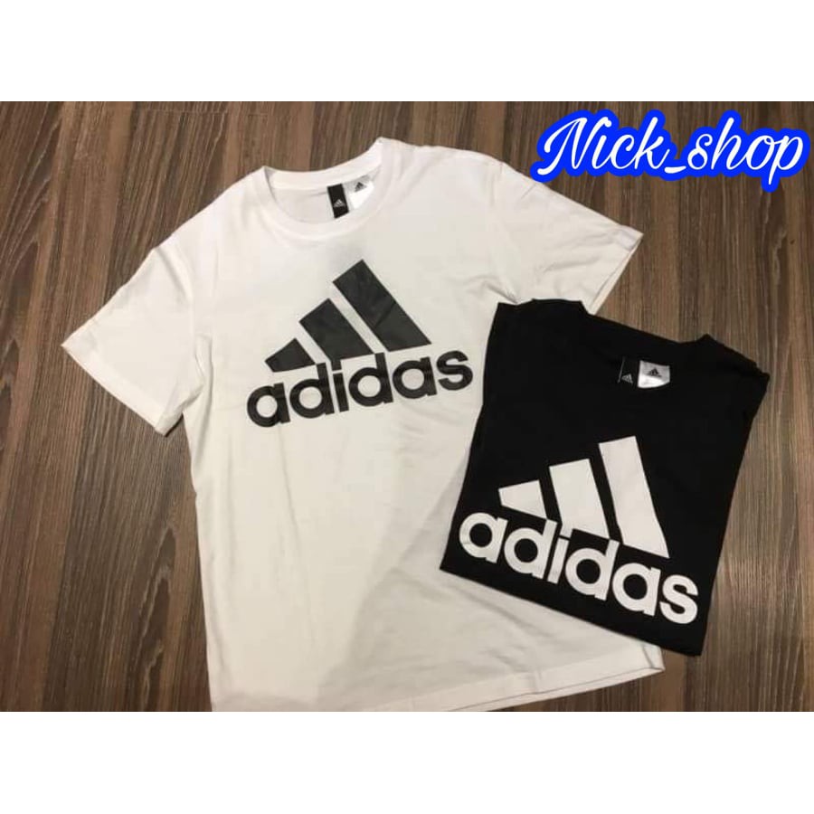 Adidas Essentials 黑白兩色 Logo 經典款 棉質短T 男女可著 黑CD4864 / 白CD4863