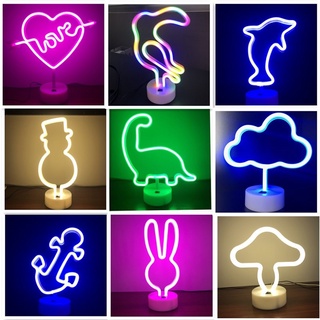 個性房屋裝飾彩燈 LED霓虹燈 造型派對燈 貓咪 兔子 天使 獨角獸 掛式 USB裝飾燈 氛圍燈 派對燈 房間佈置燈