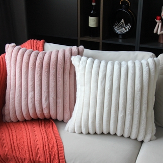 ❤純色毛絨抱枕靠墊沙發床頭汽車護腰靠枕現代簡約素色條紋外貿枕套