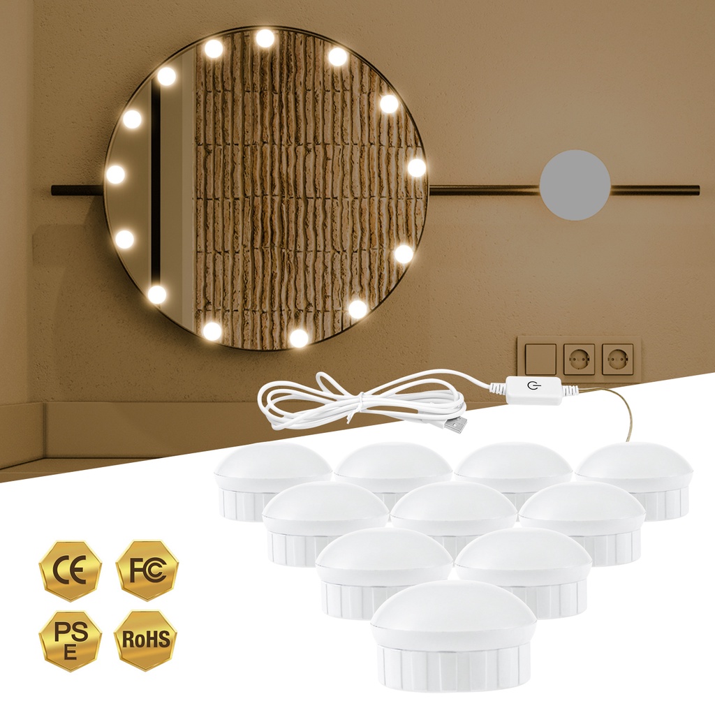 好萊塢 3 模式可調光燈泡化妝品壁燈 LED 化妝鏡化妝燈用於更衣浴室露營派對