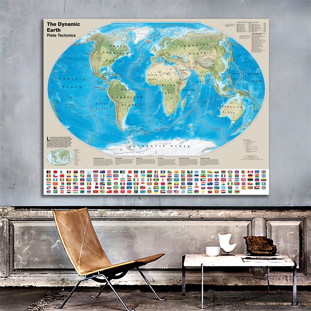 【熱門款式】世界地圖-教育地圖大海報印刷品壁掛藝術背景布兒童臥室辦公室家居牆壁裝飾