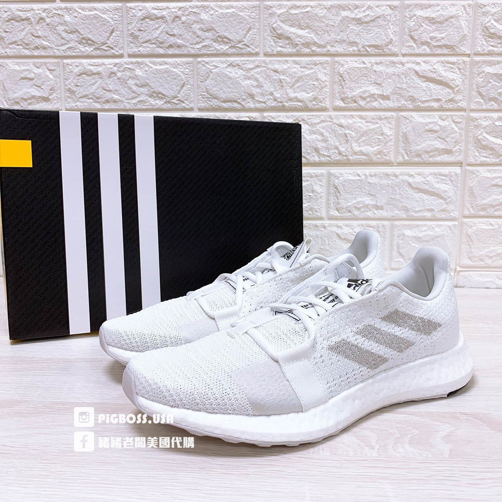 豬豬老闆】ADIDAS SENSE BOOST 白銀編織透氣休閒運動慢跑鞋男G26940 女G26945 | 蝦皮購物