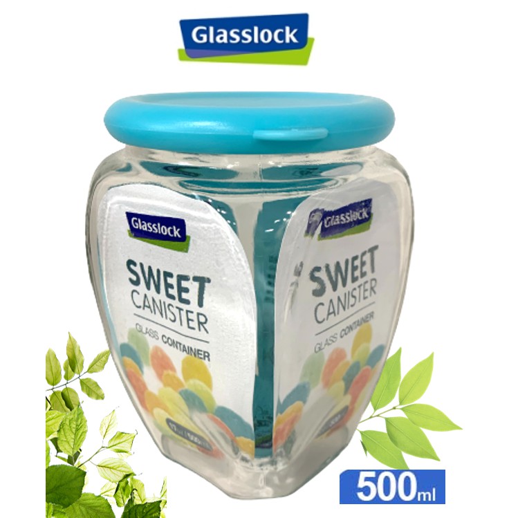【Glasslock】糖果甜心玻璃儲物罐 - 藍色500ml