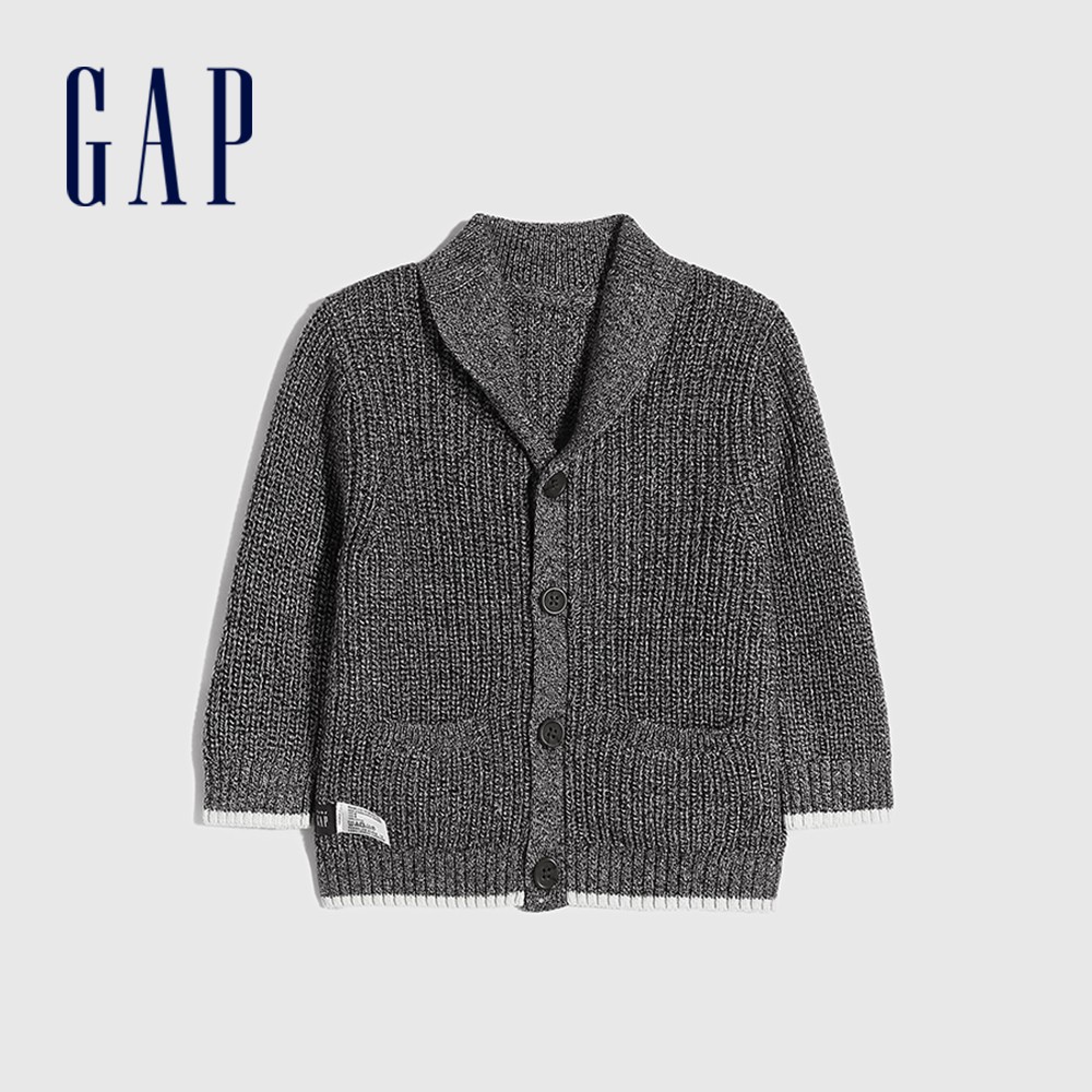 Gap 嬰兒裝 簡約鈕釦針織外套-黑色(592871)