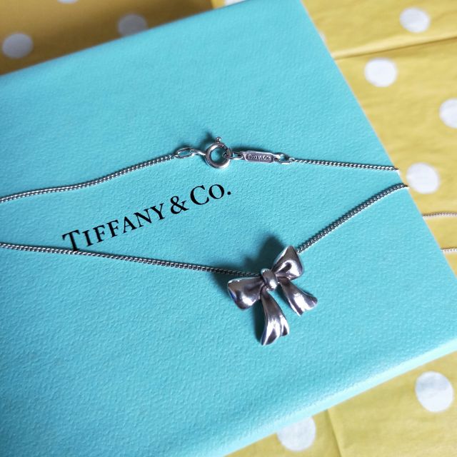 （保留）正品Tiffany &amp; Co. 純銀蝴蝶結vintage絕版款項鏈附全包裝