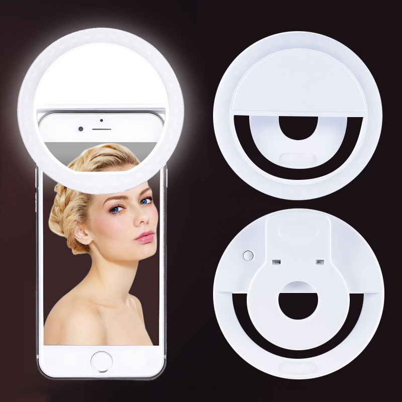 自拍環形燈 Usb 充電便攜式閃光燈 Led 相機手機攝影增強 Iphone 智能手機 Lampu 可充電電池 Aa M