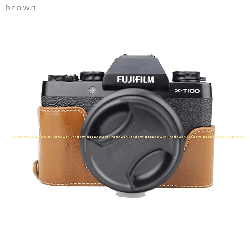 適用於 Fujifilm X-T100 XT100 的 PU 相機半機身保護套帶手帶