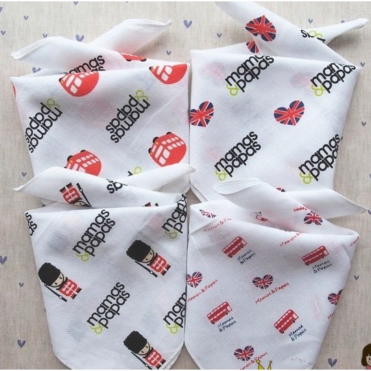 英國品牌 mamas &amp; papas 小提花系列 嬰兒純棉方巾手帕 紗布巾 口水巾  多功能萬用巾
