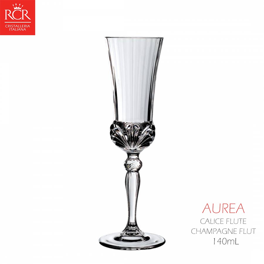 【義大利RCR】AUREA系列 水晶笛型香檳杯 140mL 香檳杯 高腳杯 無鉛水晶 Champagne Flut