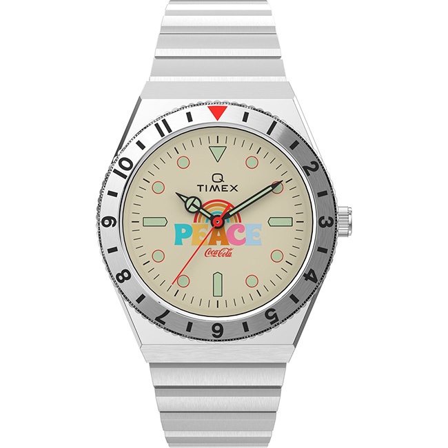 【TIMEX】天美時 x Coca-Cola 限量聯名系列PEACE款手錶-白x銀/38mm (TXTW2V25800)