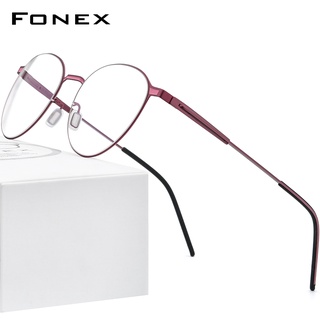 FONEX 合金眼鏡框女士 2021 新款男士復古復古圓形金屬韓版無螺絲光學眼鏡