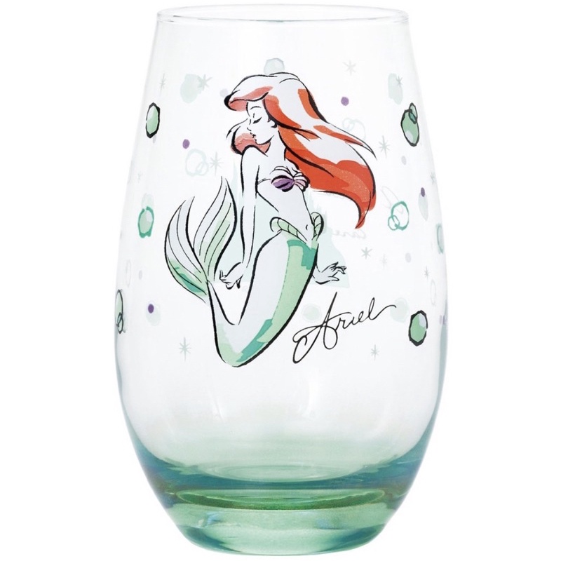【現貨】迪士尼公主系列 白雪公主 小美人魚 愛麗兒Ariel 石塚硝子 橢圓 玻璃杯 水杯