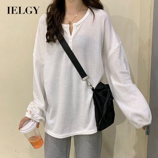 IELGY 寬鬆韓版長袖t恤百搭打底上衣女潮
