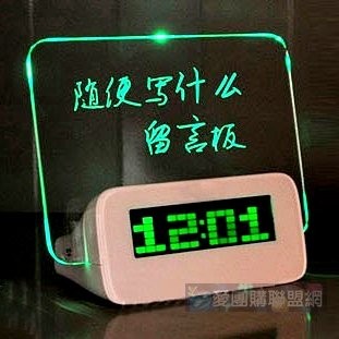 【愛團購 iTogo】LED螢光留言板電子鬧鐘 可當USB HUB 電池或USB供電 生日禮物可設定音樂 390元