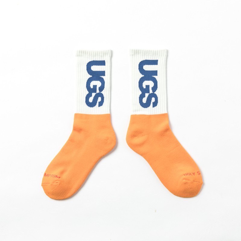Ugly Symptom Socks UGS 兩節設計 中筒襪 橘色