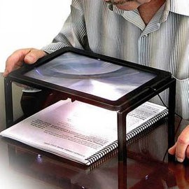 A4尺寸放大鏡  LED照明燈3倍防暈眩螺紋放大鏡片  適合桌面台式老人閱讀及品質檢驗