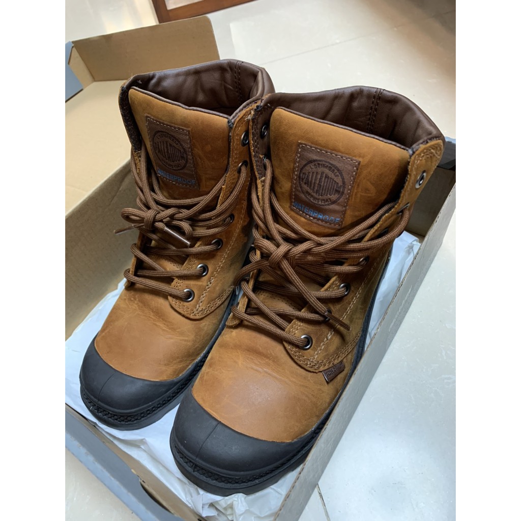 Palladium Pampa Cuff 咖啡 橘 女 防水 靴 牛皮 雪靴 二手 九成新