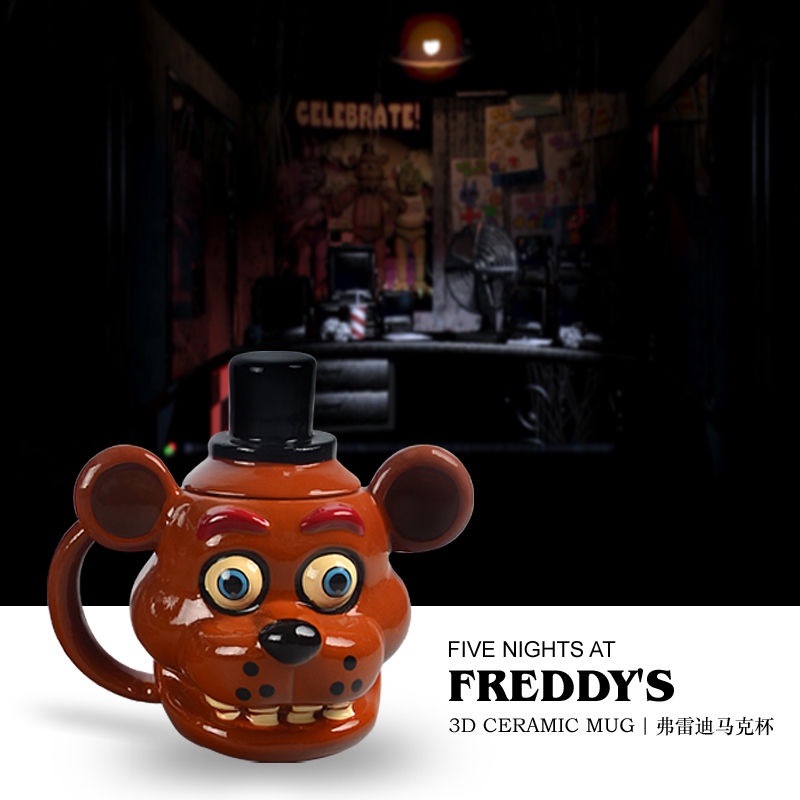 【個性搞怪】#弗雷迪3D陶瓷馬克杯 玩具熊的午夜后宮游戲公仔杯 搞怪裝飾品杯子
