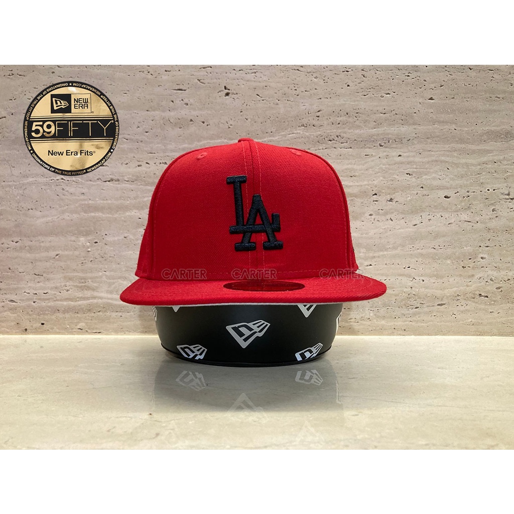 New Era x MLB LA Dodgers 59Fifty Red 美國大聯盟洛杉磯道奇隊紅底黑字下帽灰全封帽