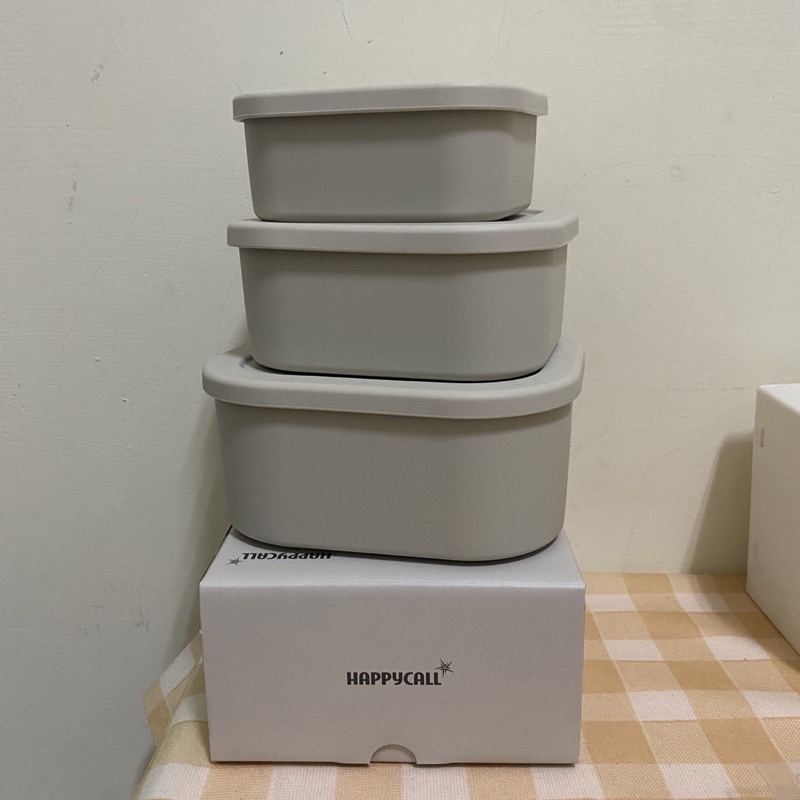 韓國HAPPYCALL韓國製耐熱矽膠方形保鮮盒3件組(300ml/500ml/900ml)
