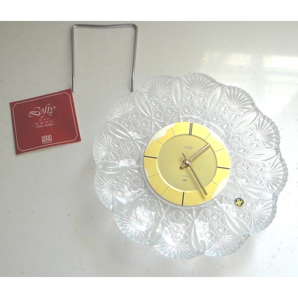 日本 LOFTY QUARTZ CLOCK WITH HOYA JAPAN CYSTAL GLASS 水晶時鐘 掛鐘