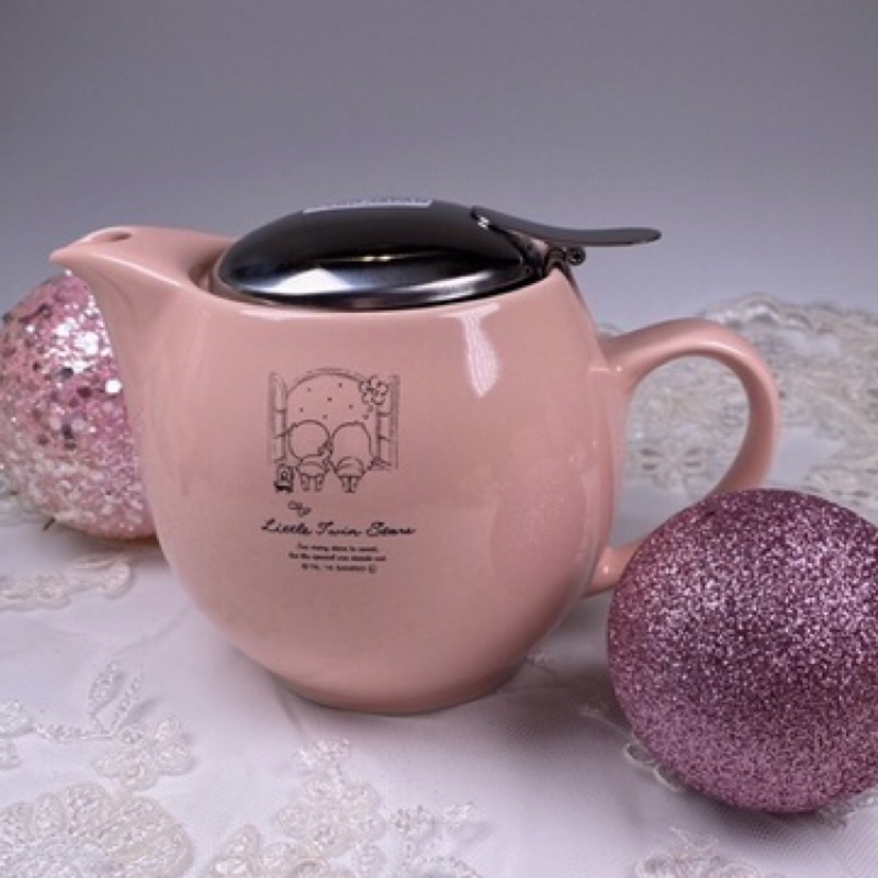 日本三麗鷗雙子星kikilala陶瓷茶壺 馬克杯ㄧ組附濾網