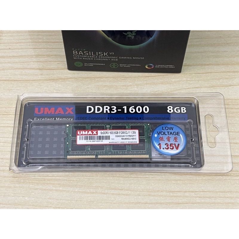 免運～ 全新～UMAX力晶 8GB DDR3L-1600 NB 筆電用 低電壓 終身保固 RAM記憶體