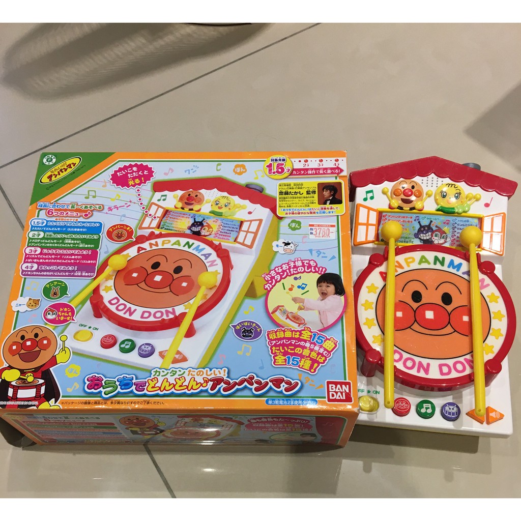 &lt;二手九成新有外盒&gt; 日本帶回 正版 百貨公司專櫃購入 麵包超人 太鼓達人 打鼓玩具 聲光玩具