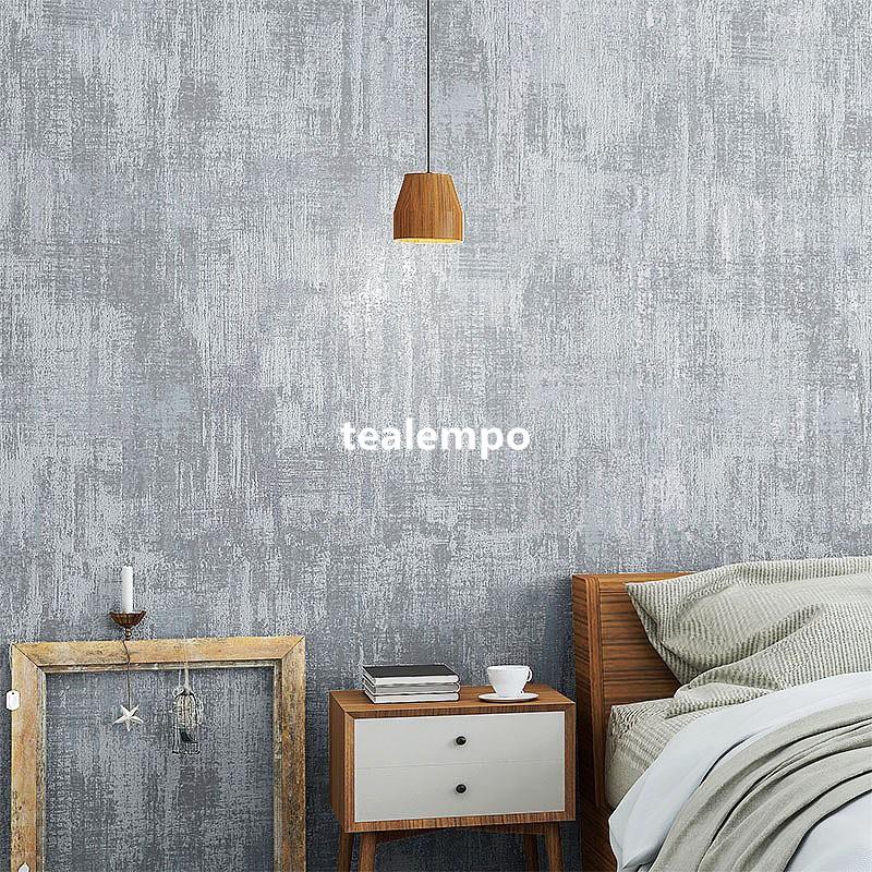 Tealempo 北歐現代簡約純色素色無紡布墻紙斑駁淺灰色工業風酒吧服裝店壁紙壁纸墙纸壁贴墙贴居家翻新 蝦皮購物