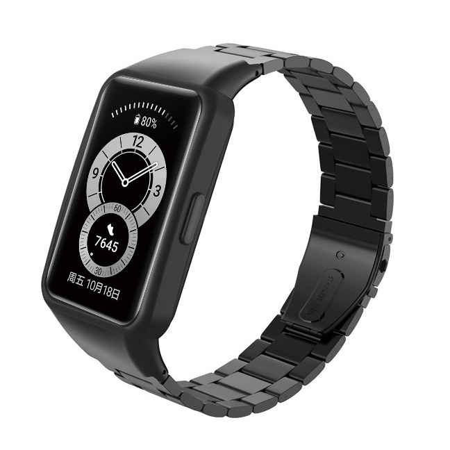 適用於華為band 6錶帶智能手錶帶金屬不銹鋼替換帶 鋼帶適用HUAWEI 原廠 Band 6 手環