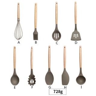 餐廚用品 廚具 木柄矽膠鏟 家用不粘鍋 炒菜煎鏟湯勺 撈面 漏勺 刮刀 烘焙烹飪廚具套裝