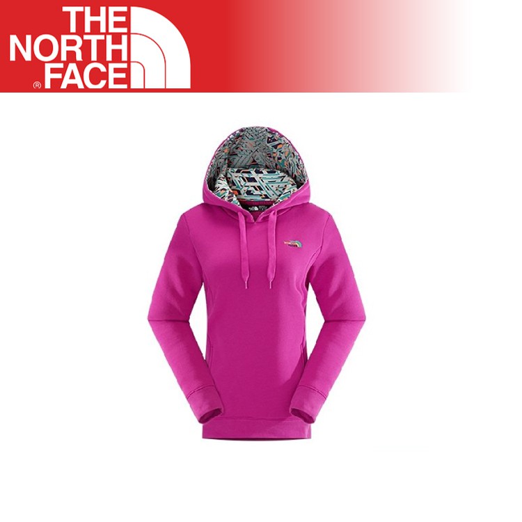 【The North Face 女 LOGO 兜帽套頭衫《亮桃粉》】CNJ6/帽T/保暖/戶外/休閒/悠遊山水