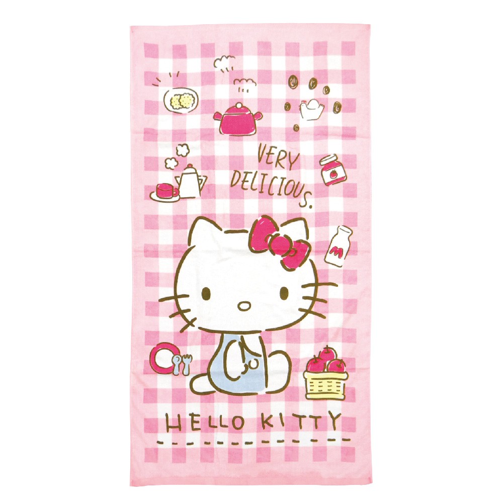 【Sanrio三麗鷗】凱蒂貓料理浴巾 74x140cm 100%棉 台灣製造